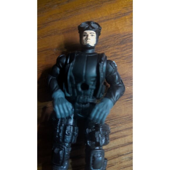 Chap Mei Tactical Action Figure Black Outfit Goggles 4"" Vintage - Picture 3 of 7